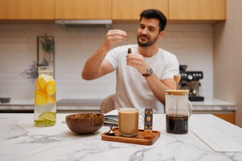 Making Coffee with CBD Citrus Drops