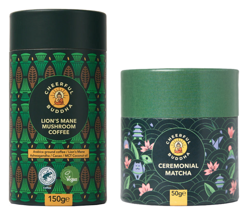 Lion's Mane Coffee and Ceremonial Grade Matcha tubes