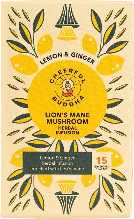Lion's Mane Lemon and Ginger mushroom tea box