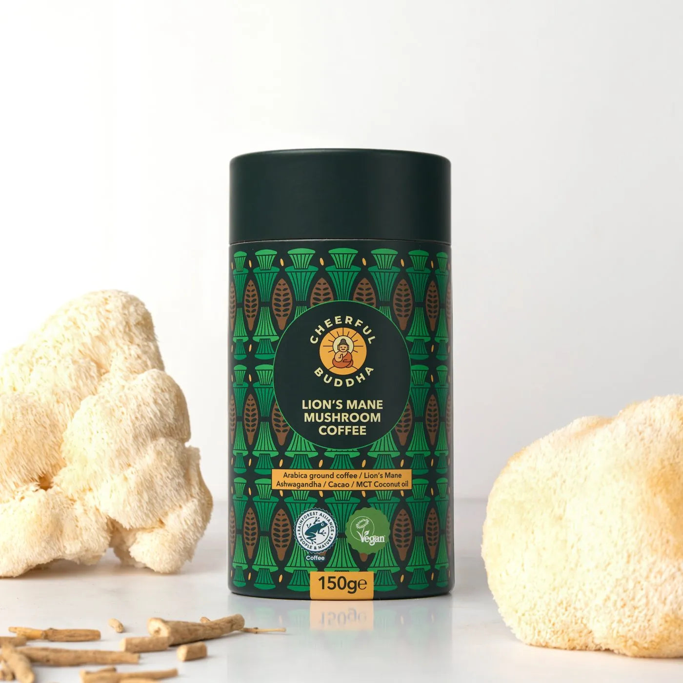 Lion's Mane Mushroom Coffee tube with Lion's Mane mushrooms and ashwagandha root