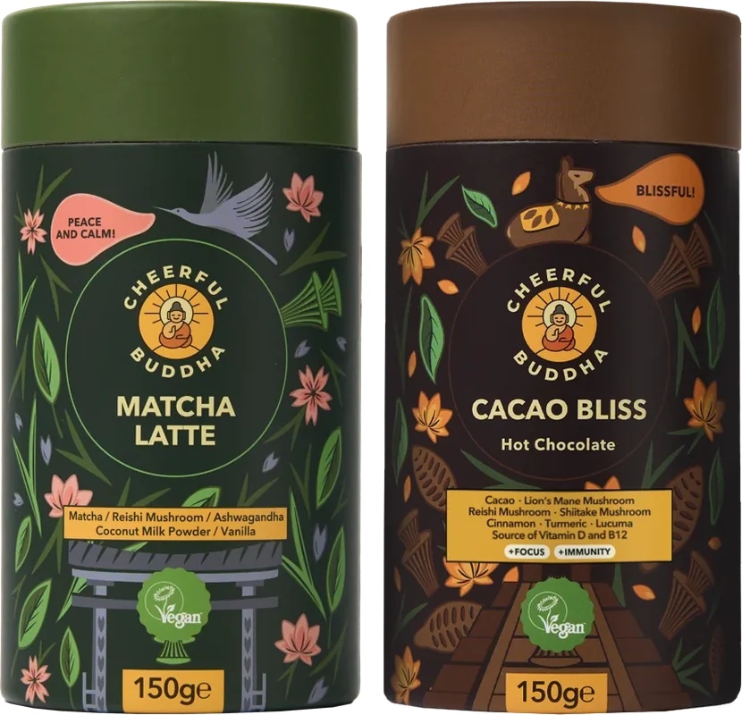 Matcha Latte and Cacao Bliss hot chocolate 150g tubes